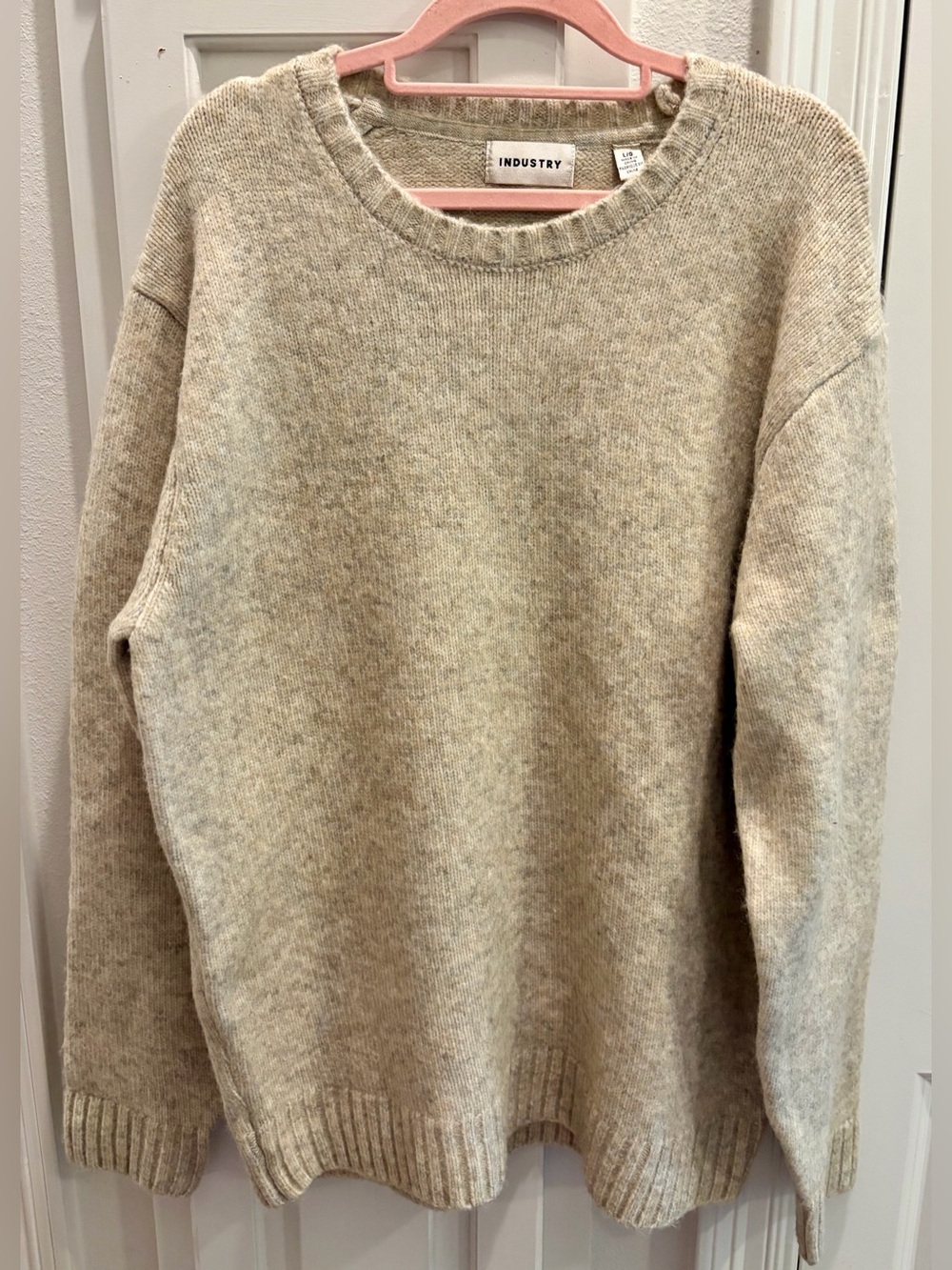 NWOT INDUSTRY Women's Cream Oversized Crewneck Sweater Size Large